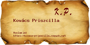 Kovács Priszcilla névjegykártya